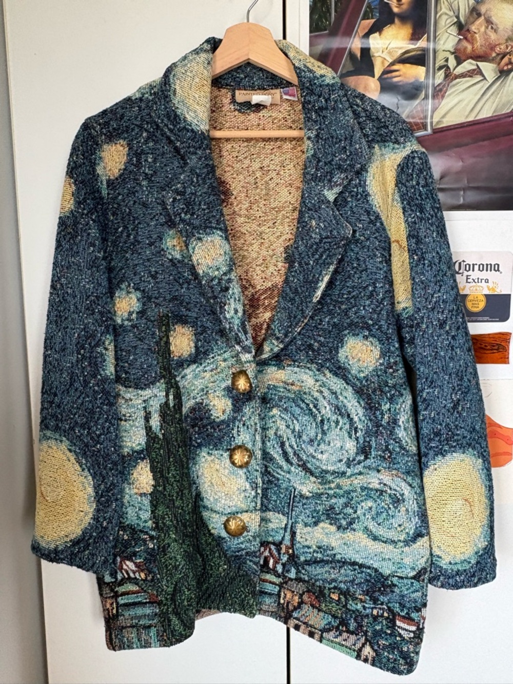 Artisan Starry Night Knit Blazer Jacket - Blue/Green